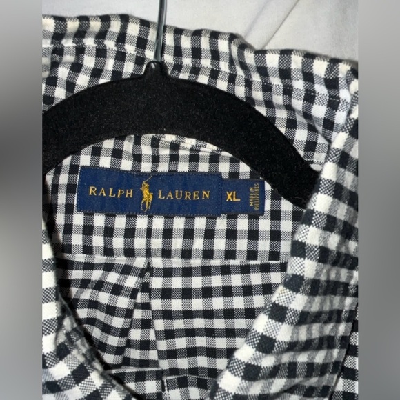 Ralph Lauren Men’s 100% Cotton Thick Black & White Plaid Button Down SIZE XL - Picture 4 of 6